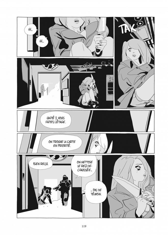 Strona z komiksu "Lastman". Kobieta z nożem.