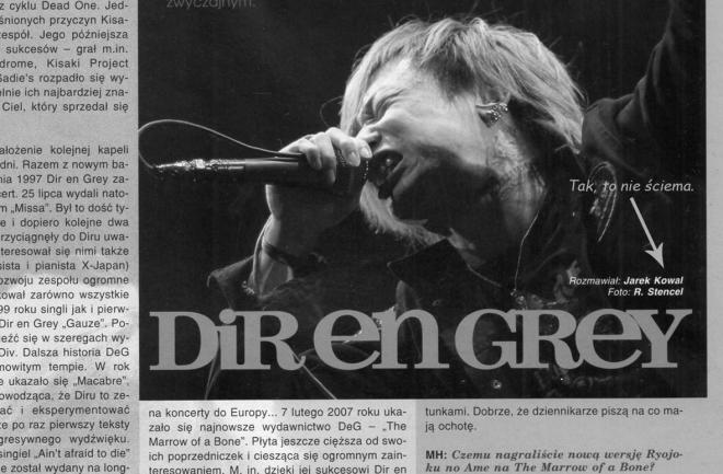 Dir en Grey. Wycinek gazety.