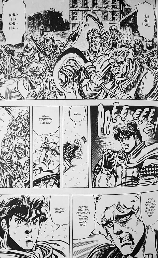 Strona z komiksu "Jojo's Bizarre Adventure". Protest.