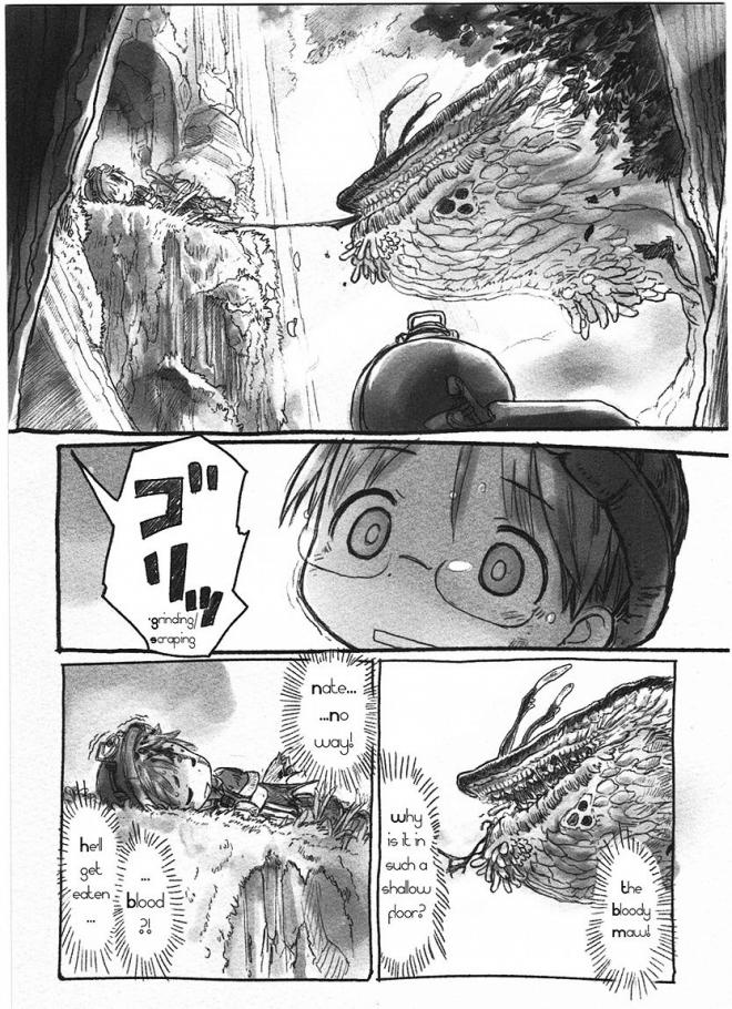 Fragment komiksu "Made in Abyss, tom 1".