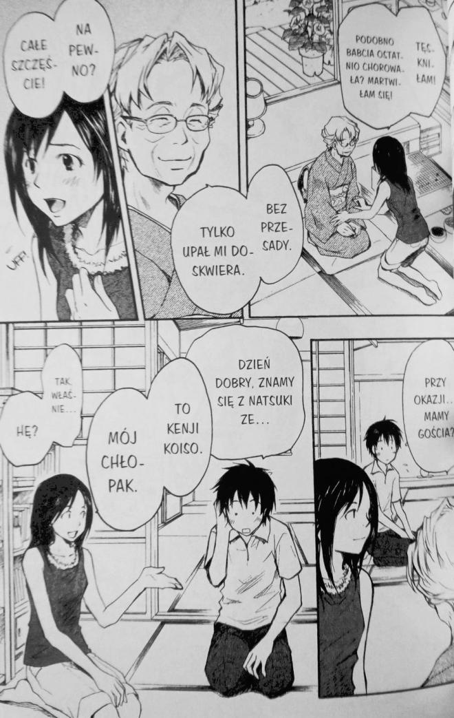 Strona z komiksu "Summer Wars". Bohaterowie rozmawiają.