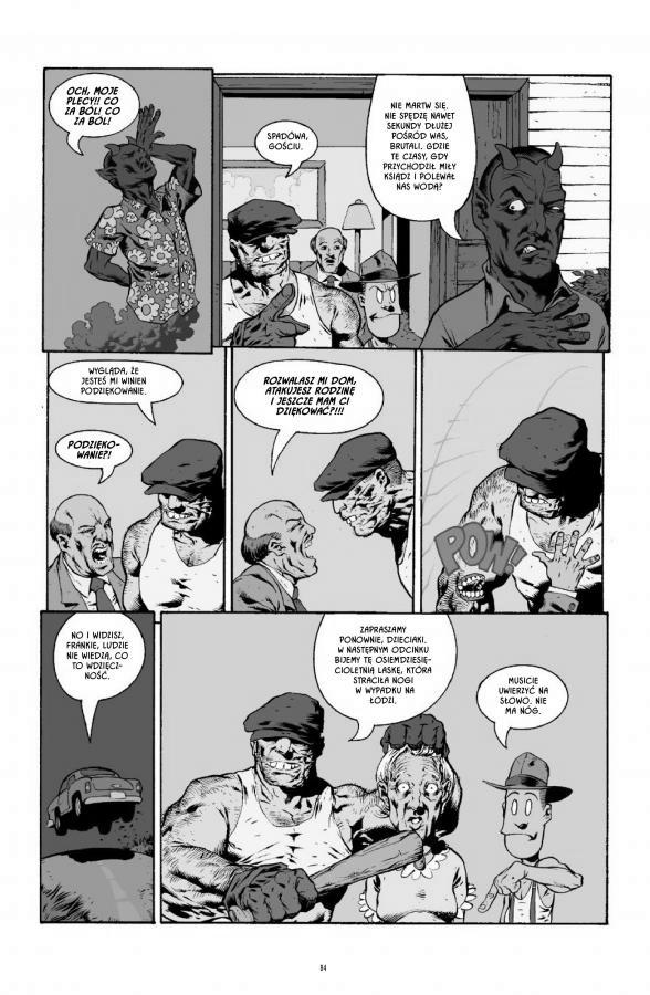 Strona z komiksu "The Goon". Bohaterowie rozmawiają.