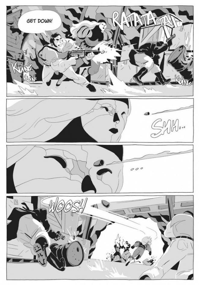 Strona z komiksu "Lastman", walka.