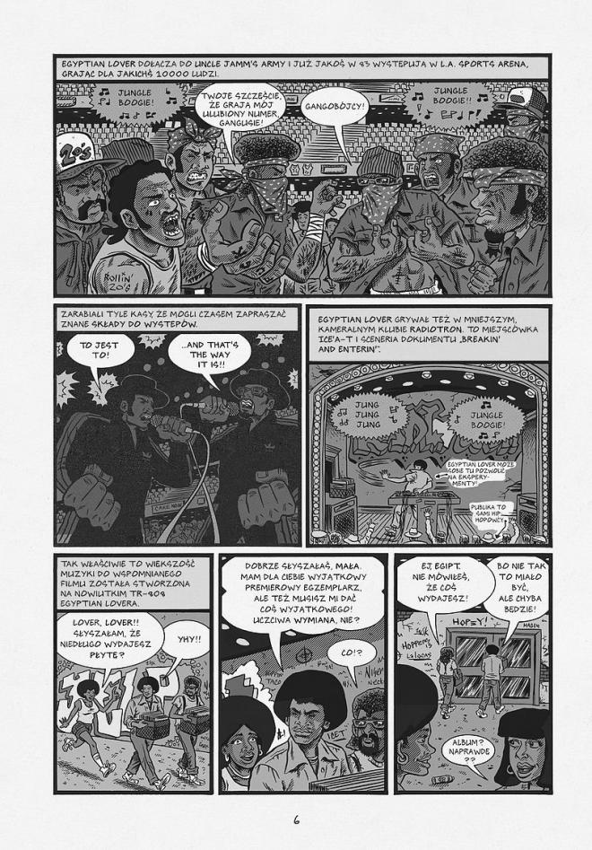 Strona z komiksu "Hip Hop Genealogia, tom 4". Konflikt dwóch grup.