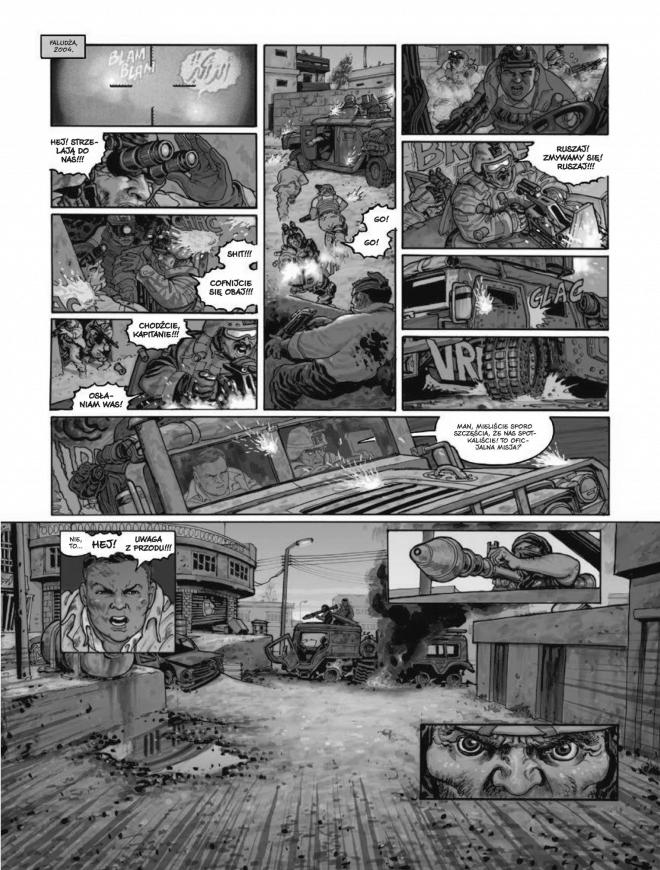 Fragment komiksu "Ghost Money, tom 1". Scena walki.