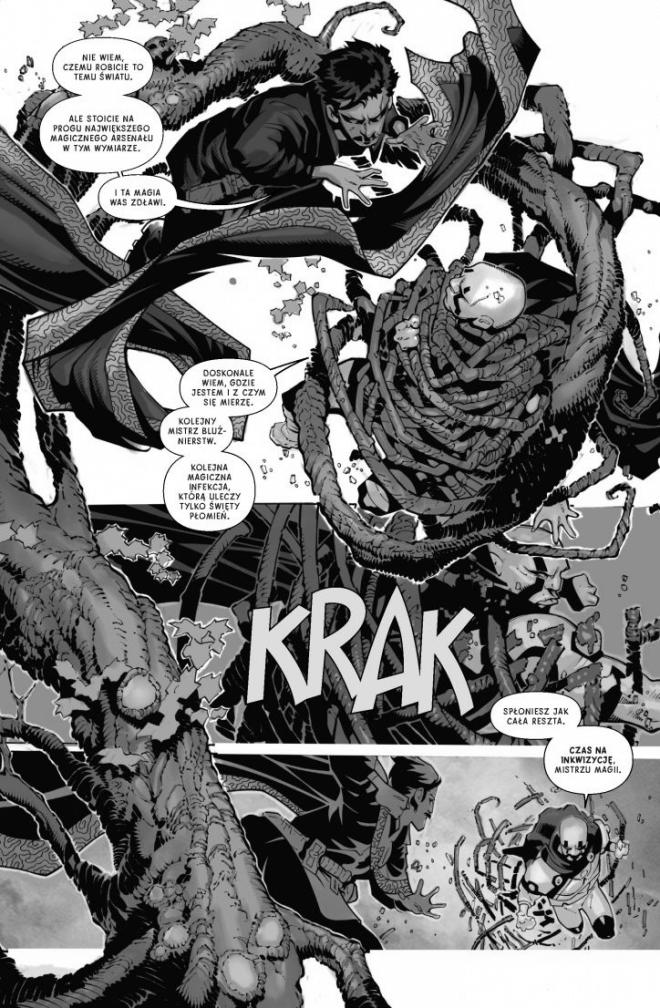 Strona z komiksu "Doktor Strange".