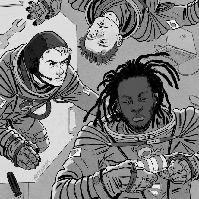 Black Midi. Komiksowy rysunek przedstawiający zespół.