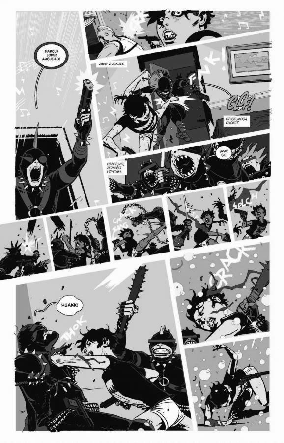 Strona z komiksu "Deadly Class, tom 7", walka.