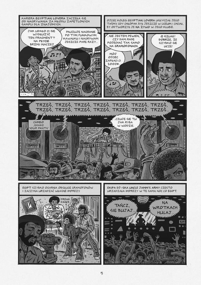 Strona z komiksu "Hip Hop Genealogia, tom 4". Dyskoteka.