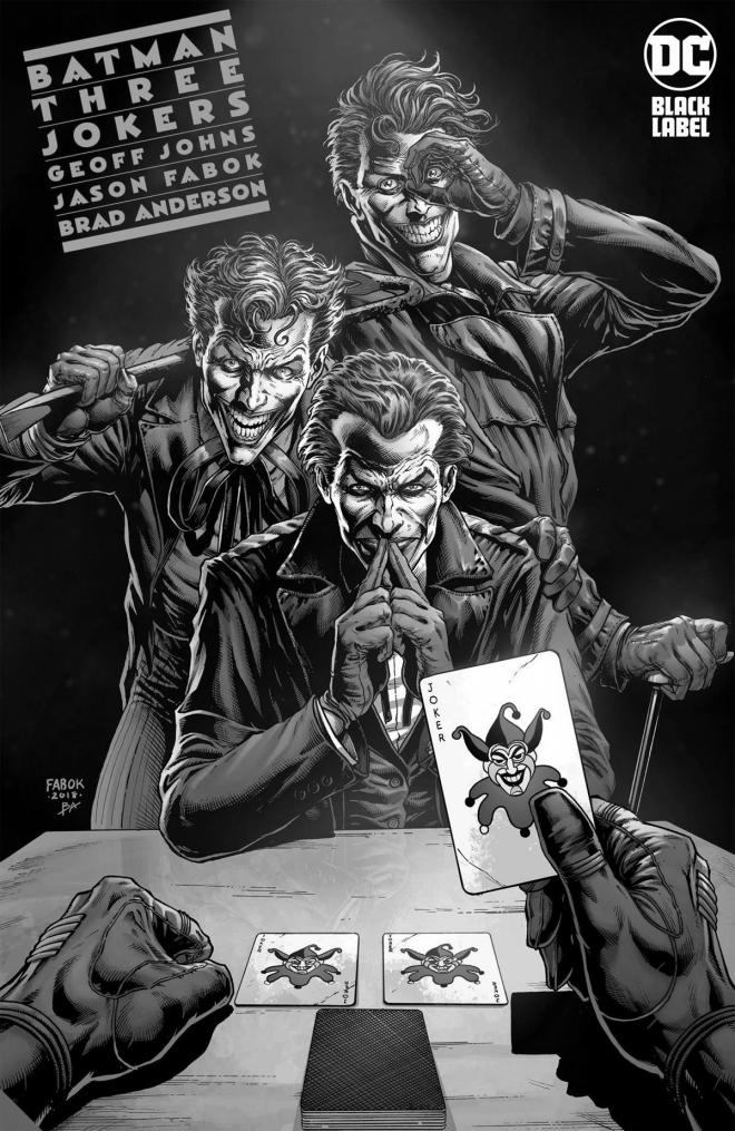 Strona z komiksu "Batman. Trzech jokerów".