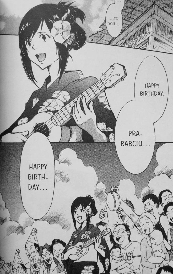 Strona z komiksu "Summer Wars". Dziewczynka z gitarą.