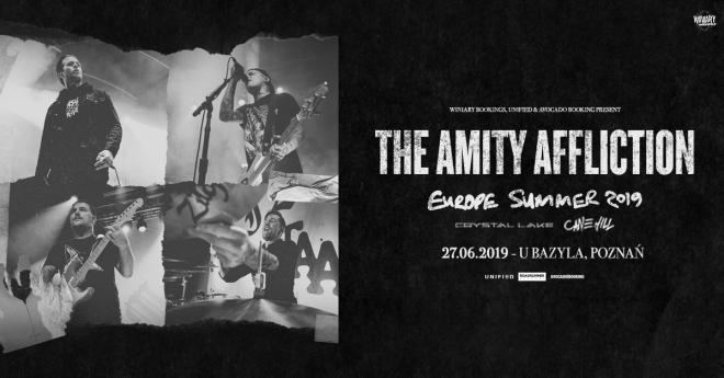 The Amity Affliction. Plakat ogłaszający koncert zespołu w Poznaniu.