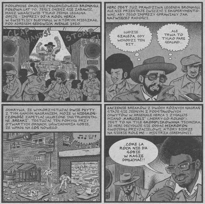 Strona z komiksu "Hip Hop Genealogia".